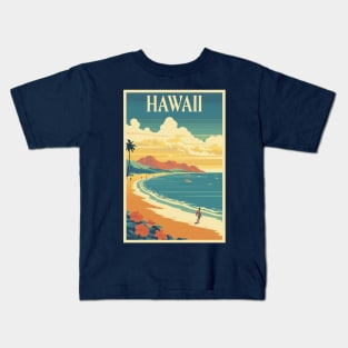 Hawaii Vintage Retro Travel Poster Kids T-Shirt